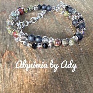 Layered Blood agate chunky handmade beaded bracelet bohemian